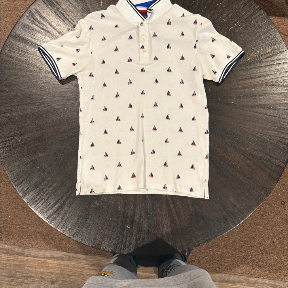 Zara Nautical Sailboat Print Polo Shirt
